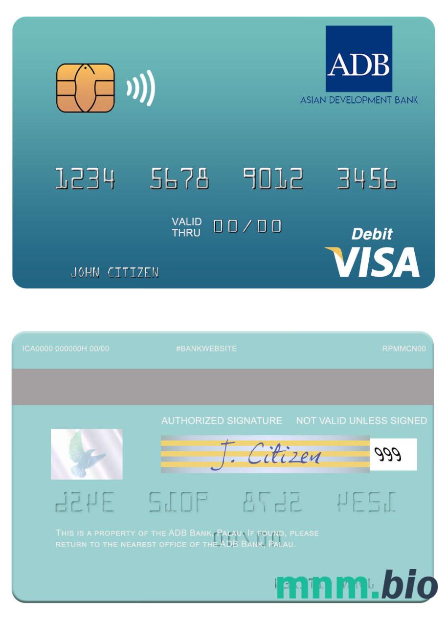Palau ADB Bank visa debet karta przykład w formacie PSD